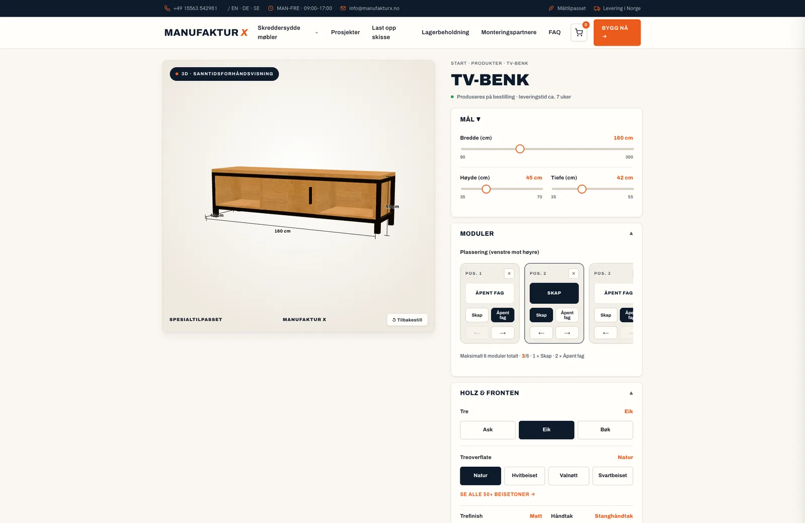 Tv-benk - 3D-konfigurator, Manufaktur X